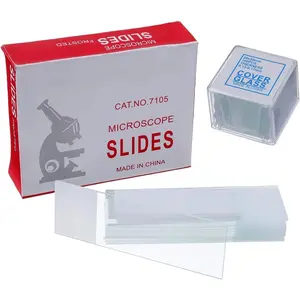 50 Pcs Ground Edge Pre-Cleaned Microscope Slides and 100 Pcs Pre-Cleaned Microscope Cover Glasses with 4 Plastic Droppers