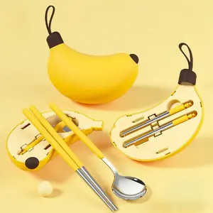 Reusable Folding Utensil Set 304 Stainless Steel - Chopsticks & Spoons, Handy Portable for Outdoor Camping Picnic Lunch Box Use