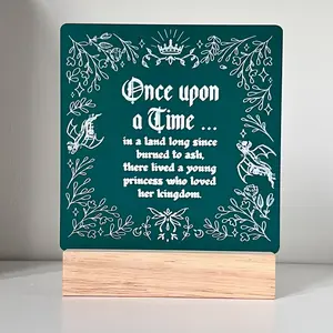 Aelin Galathynius Throne of Glass Quote - A Bookshelf Decor Sign - Once Upon A Time In a Land Since Burned to Ash Acrylic Decorative