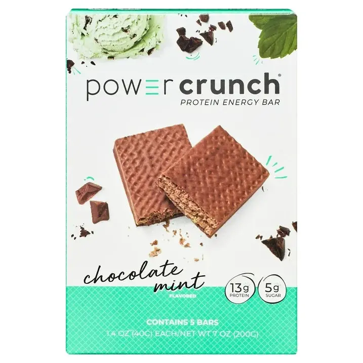 Power Crunch Original Protein Energy Bars, Chocolate Mint, 5 Bars