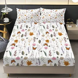 3pcs Polyester Flannel Printed Bed Sheet Set, Soft Comfortable Breathable Anti-Wrinkle, Suitable for Bedroom Guest Room Dormitory Hotel