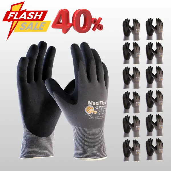 MaxiFlex Ultimate Work Gloves 24 Pack – Foam Nitrile Palm Coated, Breathable, High Dexterity, Construction Safety Gloves, Guantes Para Trabajo