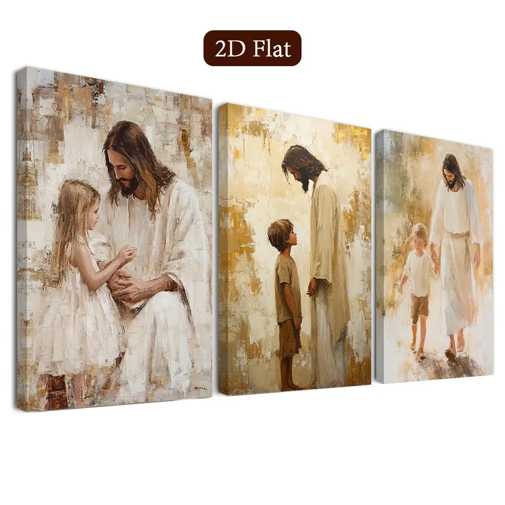3-Piece Jesus Christ Wall Art Set, Artistic Biblical Theme Canvas Prints, Religious Poster for Home Decor, Classroom, Living Room, Bedroom, Bathroom, Decorative Artwork, Wall Art Decoration