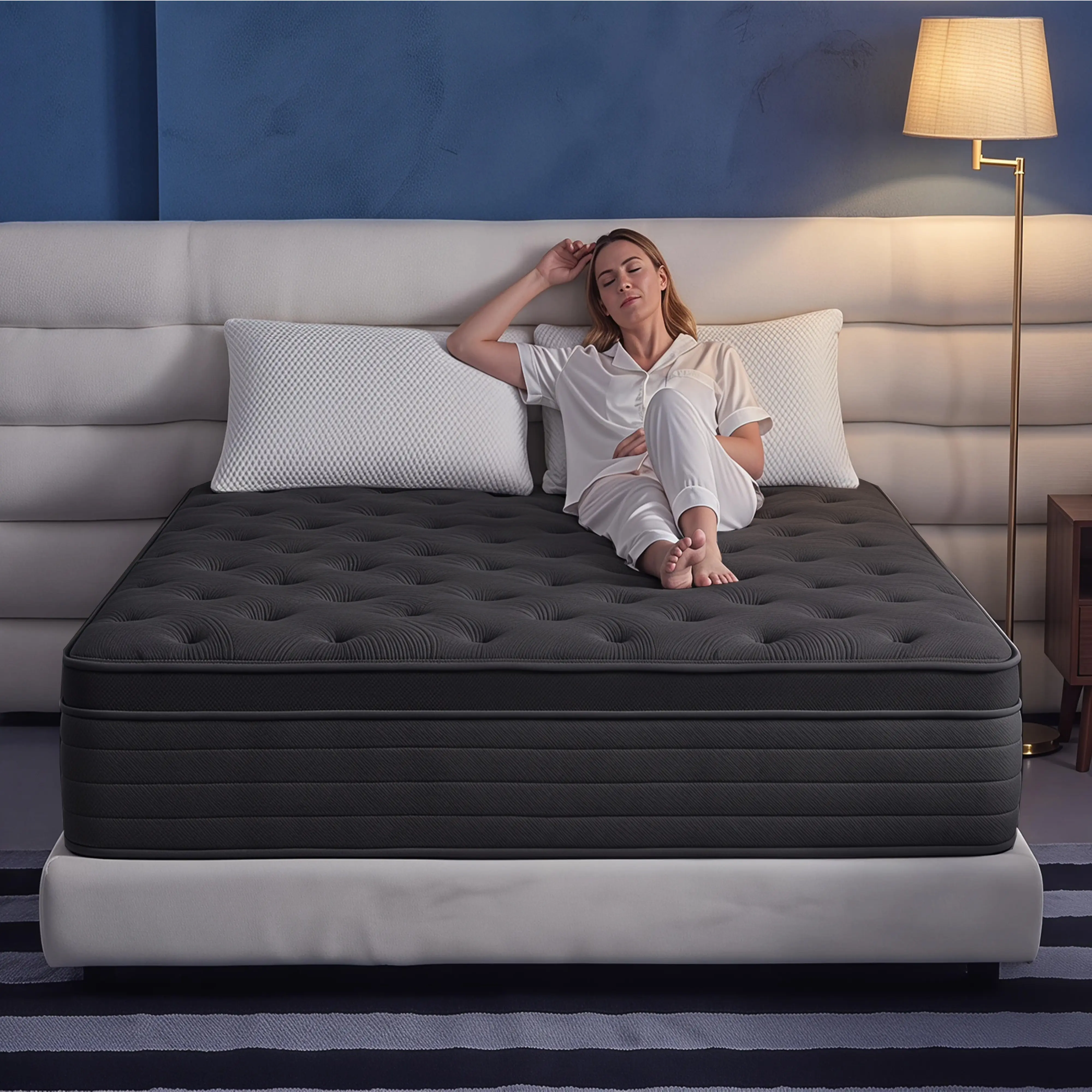 【Homemakeover】 mattress Comfortable Sleep Solution 12"/14" Hybrid Mattress with Gel Memory Foam & Individually Wrapped Coils for Medium Firmness Cool Sleep Support Fits Twin Full Queen King Sizes