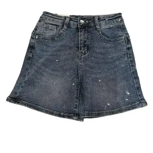 Brian Rhinestone Shorts - Blue Denim Style with Sparkling Detailing
