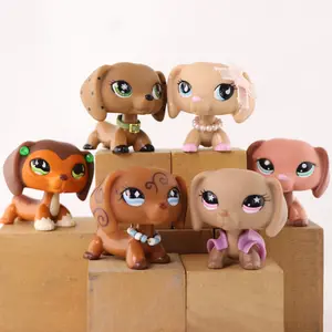 Pet Shop Mini Dachshund Collie Cocker Spaniel Shorthair Cat Bobble Head Figure Dog Toy with Accessories for Mini Pet Shop Collector for Kids Gift