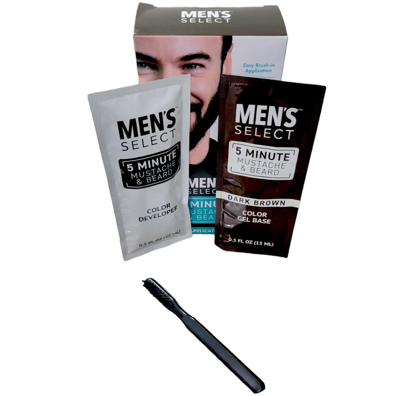 Men's Select: Long-lasting dye for beard, mustache, and facial hair (dark brown). Results in just 5 minutes – 2-pack.