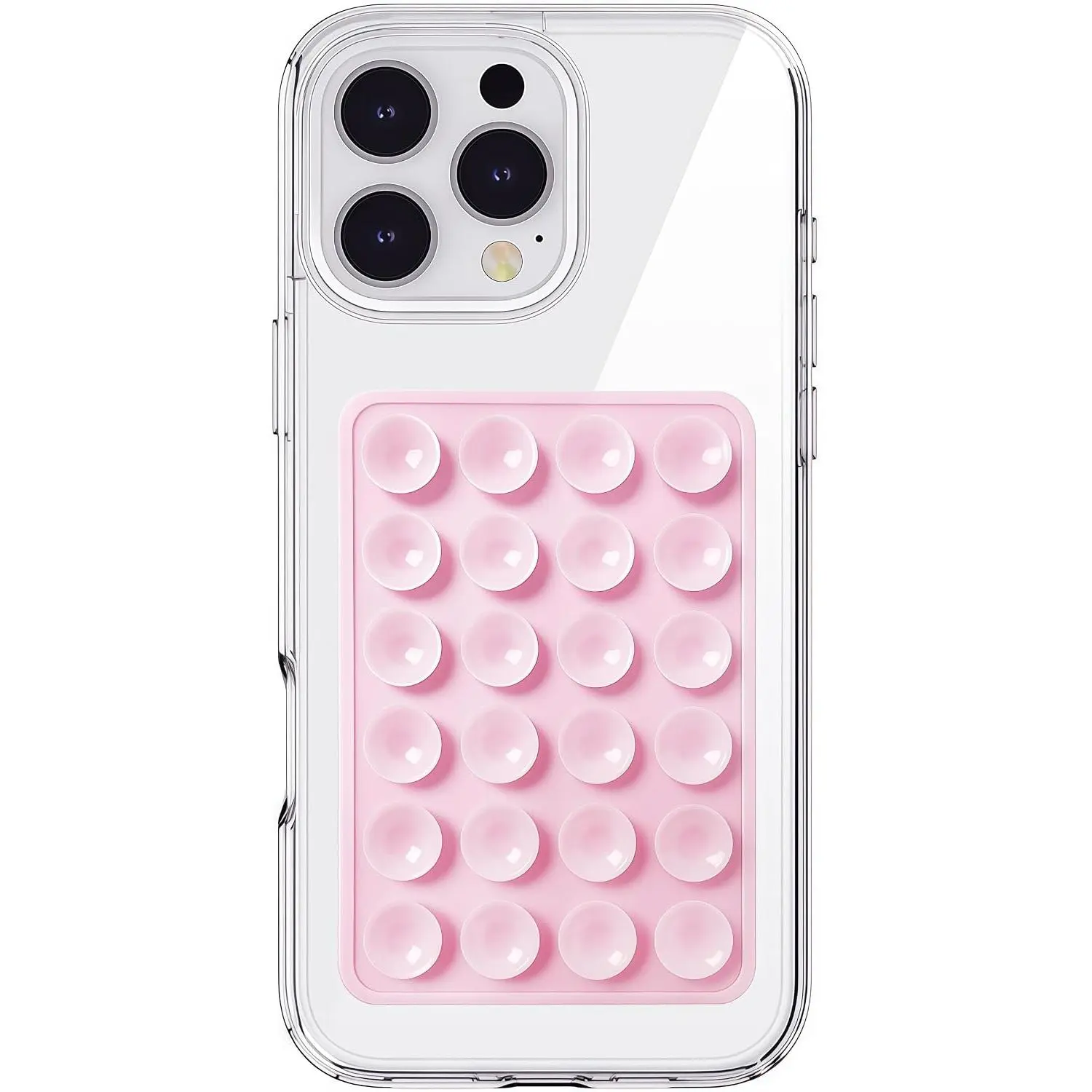 PKYAA Silicone Suction Phone Case Mount, Silicon Adhesive Phone Accessory for Smartphones, Hands-Free Mirror Shower Phone Holder for Selfies, Tiktok Videos (Light Pink)