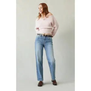 Pacsun Women's Jordyn Low Rise Straight Leg Jeans Stretch Medium Indigo