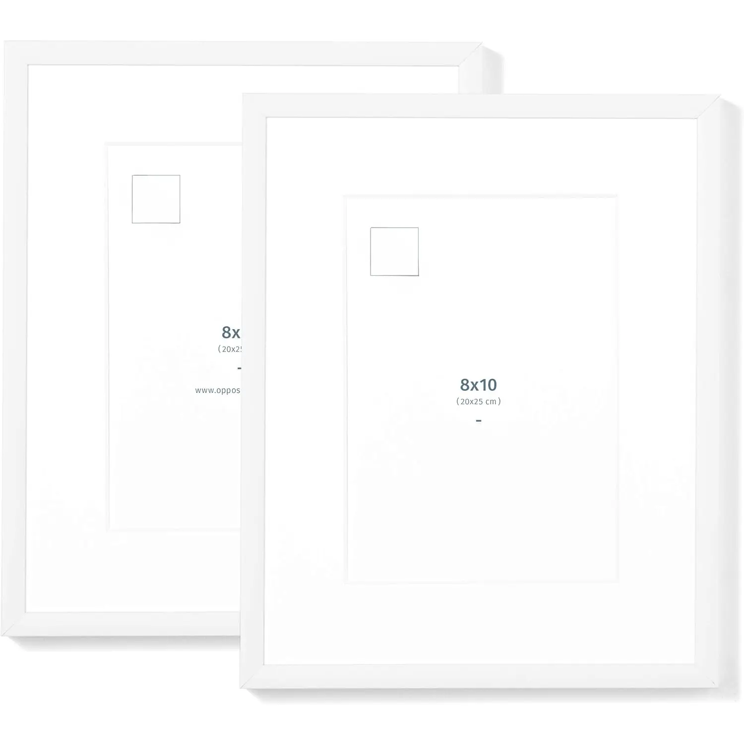Aluminium Metal Matted Picture Frames Set of 2, Frame 8x10 in. | 20x25 cm, Mat 5x7 in., White Sleek Matte, Hanging Fixtures, Perfectly Crafted for Poster, Photo and Collage Displays.