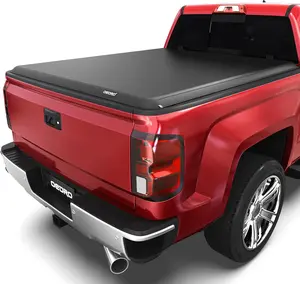 6.6 ft Bed Soft Roll Up Truck Bed Tonneau Cover For 2014-2018 Chevrolet Silverado/GMC Sierra 1500, 2015-2019 Chevrolet Silverado/GMC Sierra 2500HD 3500HD, 2019 Chevrolet Silverado 1500 Legacy, 2019 GMC Sierra 1500 Limited