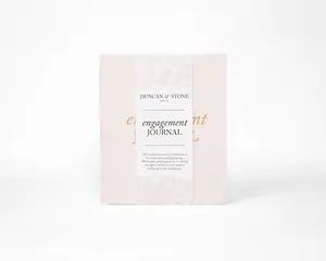 DUNCAN & STONE PAPER CO Engagement Journal Linen Bound Hard Cover with Gold Embossed Title 69 Pages Flat Lay Spine Perfect Gift for Bride-to-be & Engagement Celebrations
