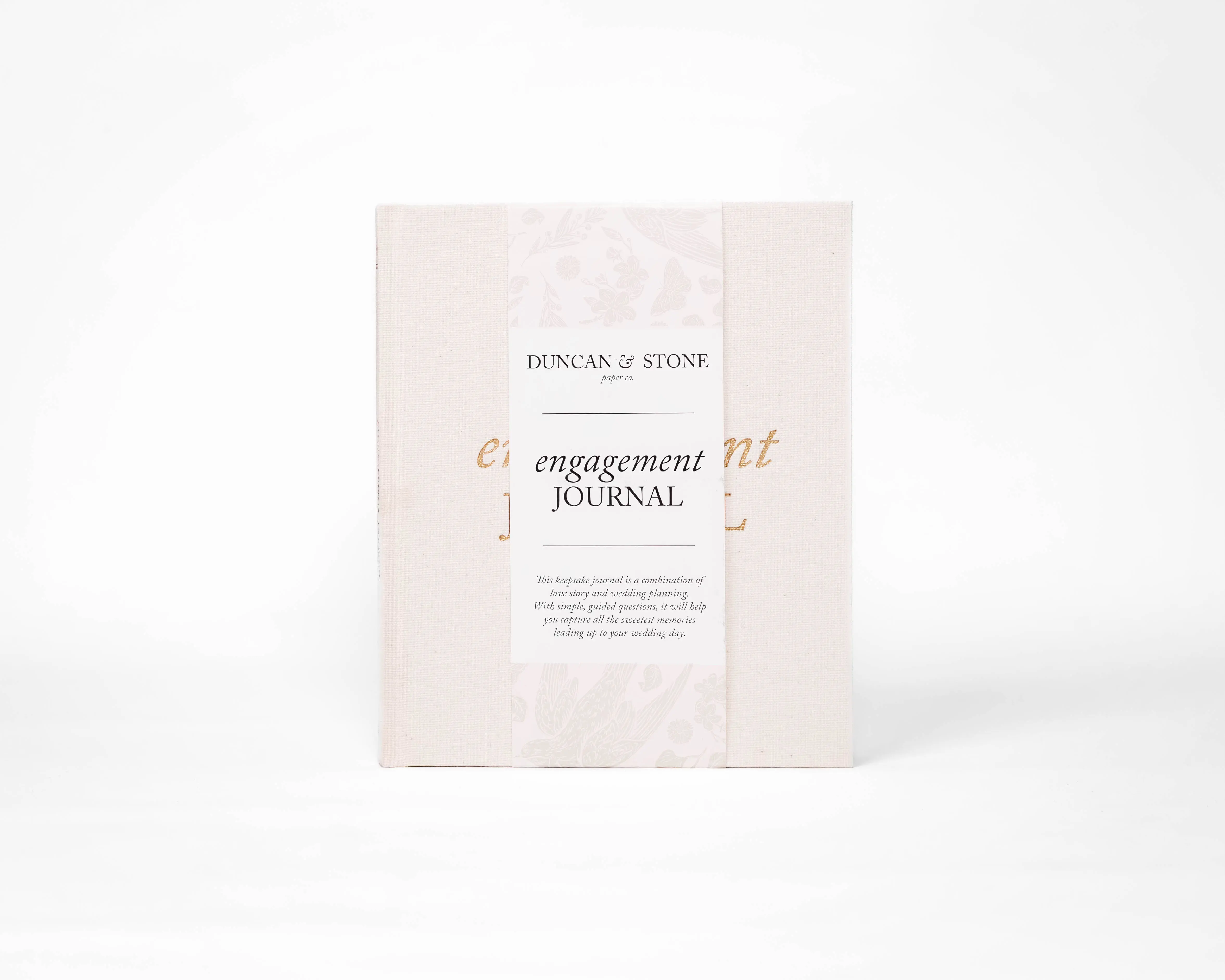 DUNCAN & STONE PAPER CO Engagement Journal Linen Bound Hard Cover with Gold Embossed Title 69 Pages Flat Lay Spine Perfect Gift for Bride-to-be & Engagement Celebrations