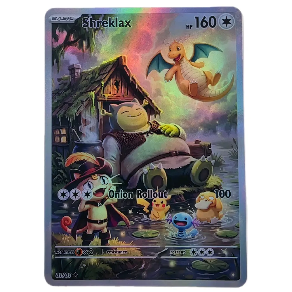 Shrek x Snorlax "Shreklax" Custom Card - Rainbow & Shrek Skin Textured Holo