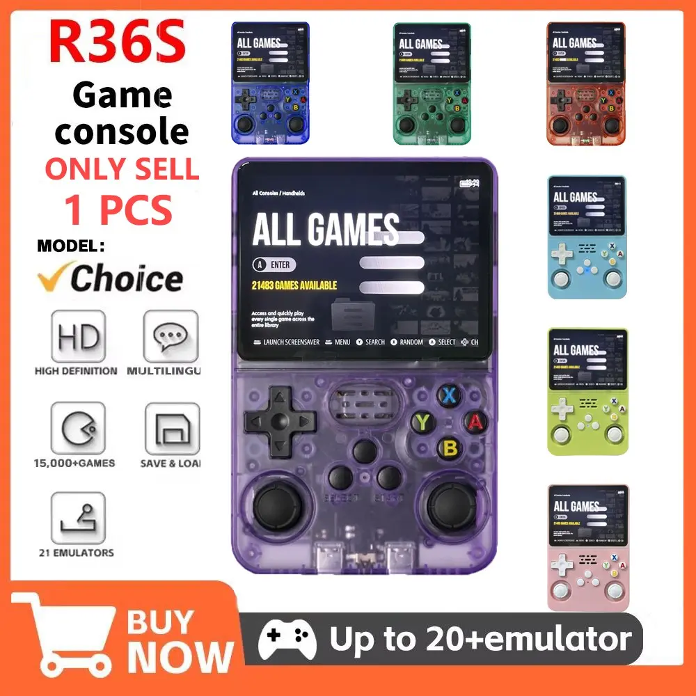 R36S video game console open source Linux system 3.5-inch IPS screen retro handheld portable video player game console boy's gift/Christmas Halloween/Thanksgiving/birthday Portable Gaming System