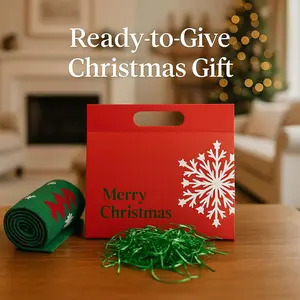 Ready-to-Give Christmas Gift Bags Holiday Tote Portable Foldable Reusable for Presents Birthday Party Family Business Free Scarf