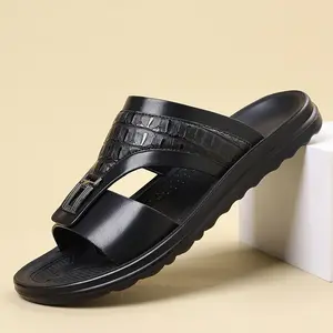 Men’s PU Slide Sandals - Slip-Resistant Shoe with Lightweight Rubber Sole for Summer, Bathroom Use