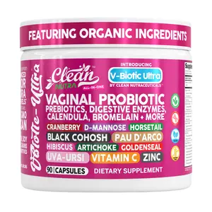 Clean Nutra Prebiotics, Digestive Enzymes, Calendula, Bromelain & More Probiotic Supplement for Women - V-Biotic Ultra