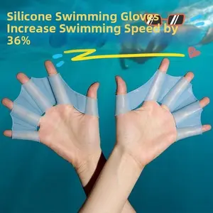 1pair Silicone Swimming Webbed Gloves for Adults and Teens, Flexible Hand Paddles for Stroke Training and Water Resistance Practice, Soft Silicone Dive Gloves for Snorkeling and Pool Swimming, Lightweight Design Suitable for Pool, Beach, Diving