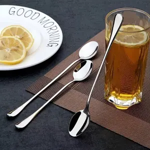 6 Pcs Long Handle Iced Tea Spoons, Stainless Steel Coffee Spoon, Ice Cream Spoon, Stirrers Spoons, Cocktail Stirring Spoons, Spoons Set