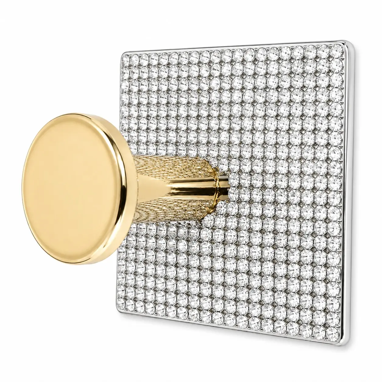 Square Rhinestone Base Gold Robe Hook, Bling Crystal Decorative Wall Hook, Waterproof Rustproof Heavy Duty Towel Coat Hook for Bathroom Vanity Luxury Glam Home Decor