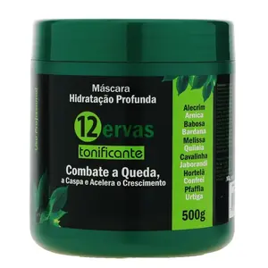 Trihair 12 Ervas Tonic Mask - Deep Hydration & Strength for Hair - 500g - Plant Extracts for Growth & Shine - Cruelty-Free & Paraben-Free
