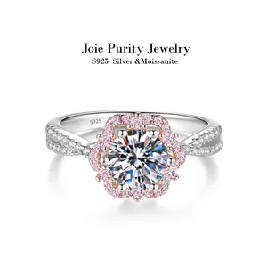 Romantic Flower Bouquet Moissanite Ring Princess Flower Ring 1ct Moissanite 925 Silver  Twisted Band  Proposal, Engagement & Birthday Gift