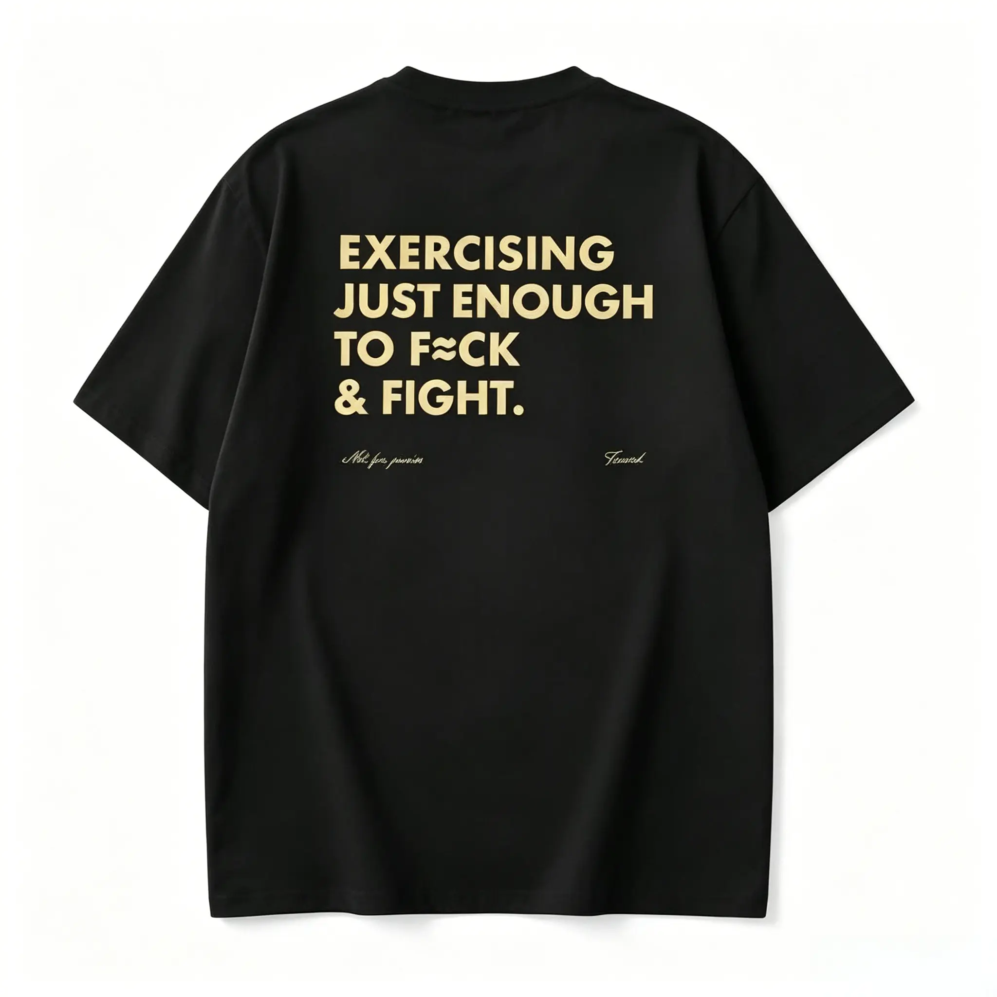 Unisex Retro Vintage Y2K Streetwear Funny "Exercising Just Enough to F*ck & Fight" Short-Sleeve Sports T-Shirt, Summer Outfits, Vacation Outfits