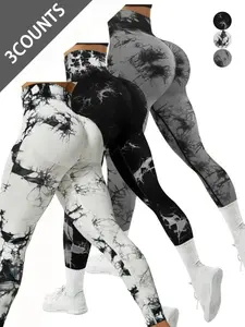 Women's Seamless High Waist Sporty Leggings, Tie-Dye Elastic Design, Perfect for Sports & Casual Wear, Comfortable Long Pants, High Stretch Workout Leggings, High Waist Activewear