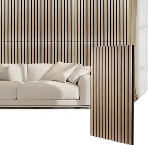 2 Packs 23.6 x 47.2 Inch MDF Acoustic Panels for Wall and Ceiling, Fluted Sound Absorbing Panel with Wood Finish, 3D Wood Slat Wall Panel, Soundproof Wall Panels for Interior Decor