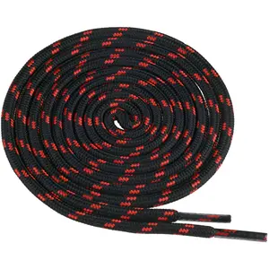 INSPIRE CHIC 1 Pair Round Boot Laces for Work Boots Durable Outdoor Shoelaces Hiking Shoe Laces 140cm/55.11" Black Red