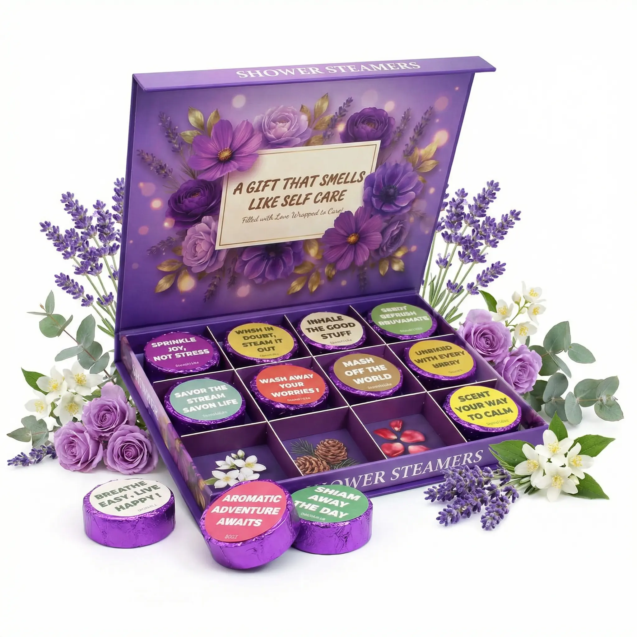 12 Pack Shower Steamers, Assorted Aromatherapy Shower Bombs with Lavender & Eucalyptus Essential Oils, Self Care Spa Gifts for Women