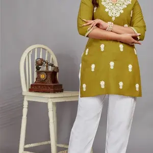 Western Rayon Ladies Tops with Lucknavi work ( sizing up is recommended ) and Final Sale ( NO RETURN/ REFUND)
