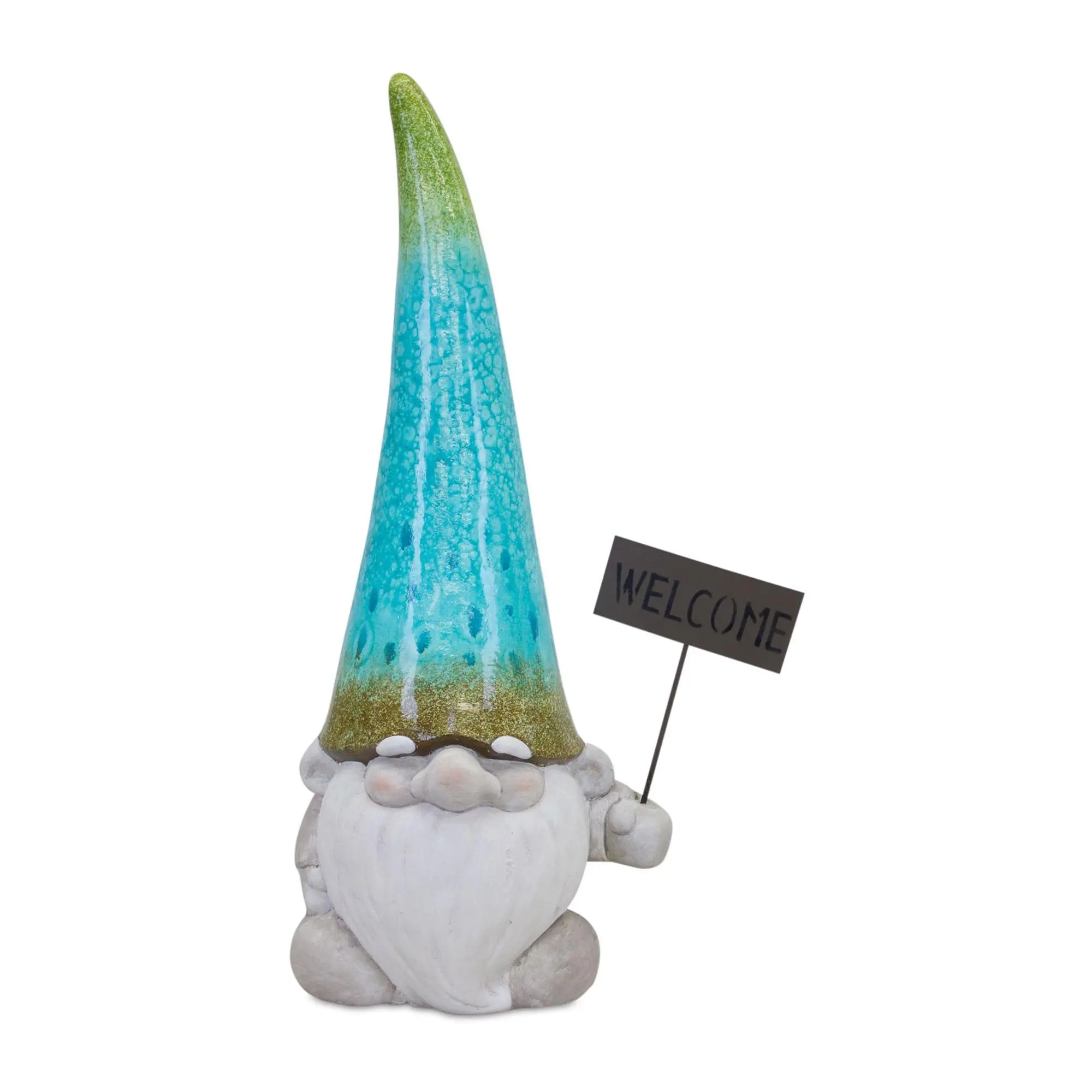 Melrose Terracotta Garden Gnome Statue with Welcome Sign 24"H