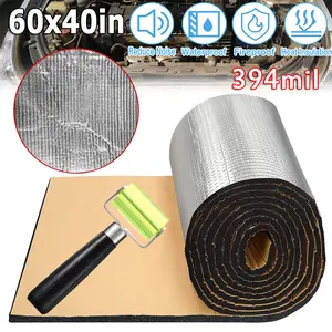 394mil 16.4 Sqft Car Sound Deadener Deadening Mat Automotive Heat Shield Insulation Mat Aluminum Foil Finsh Foam Dampening Material with Self Adhesive for Car Hood Trim Roof Door and Trunk