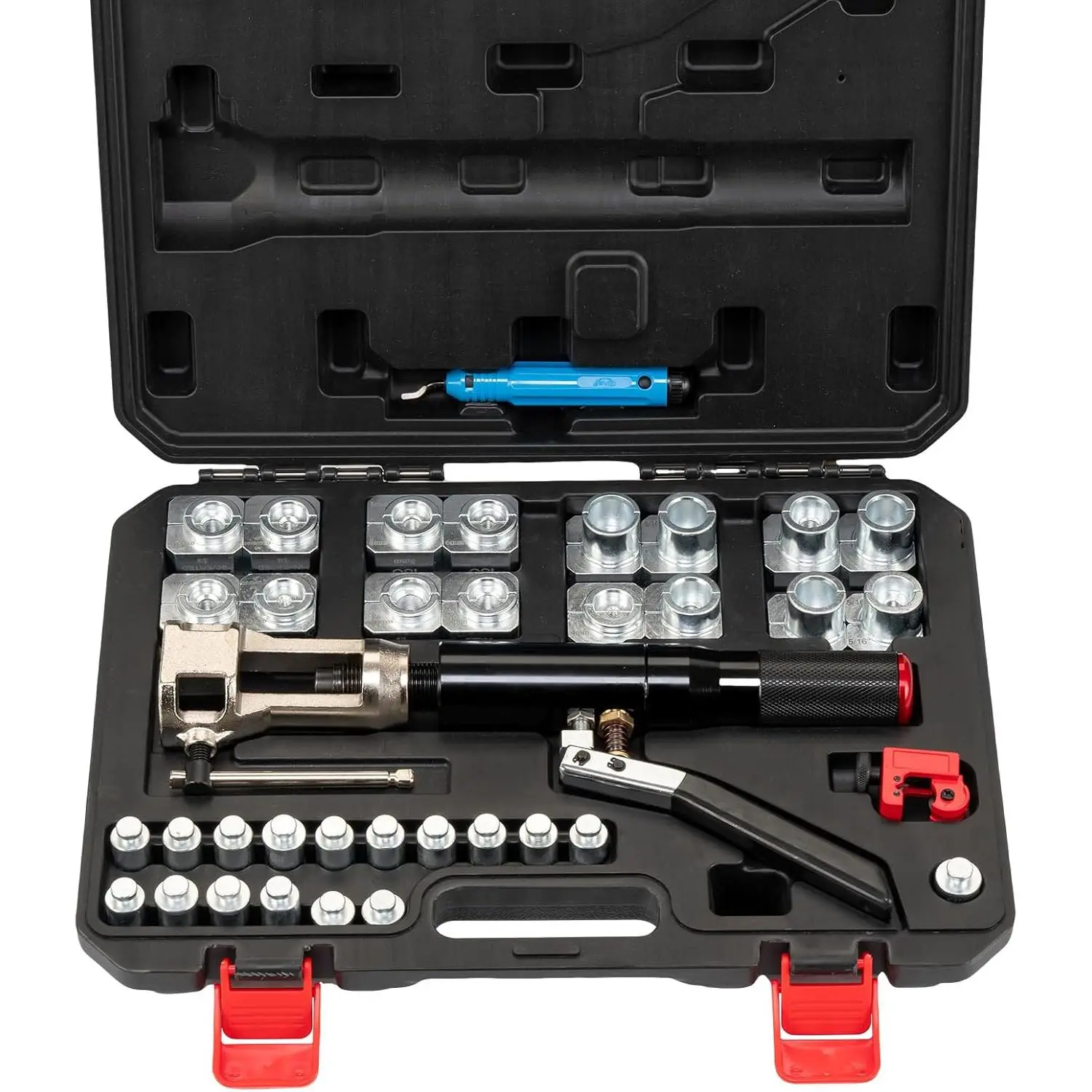 Hydraulic Tool Kits, 45 °     Tools, 33PCS Dies, Brake Repair Brake Tool for 3/16"-1/2", with and Deburrer, for Line, Pipe Automotive Repair