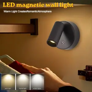 Modern Simple LED Magnetic Wall Lamp, USB Rechargeable, Touch Control Dimmable, Bedroom Bedside Reading Light, Dorm Study Lamp