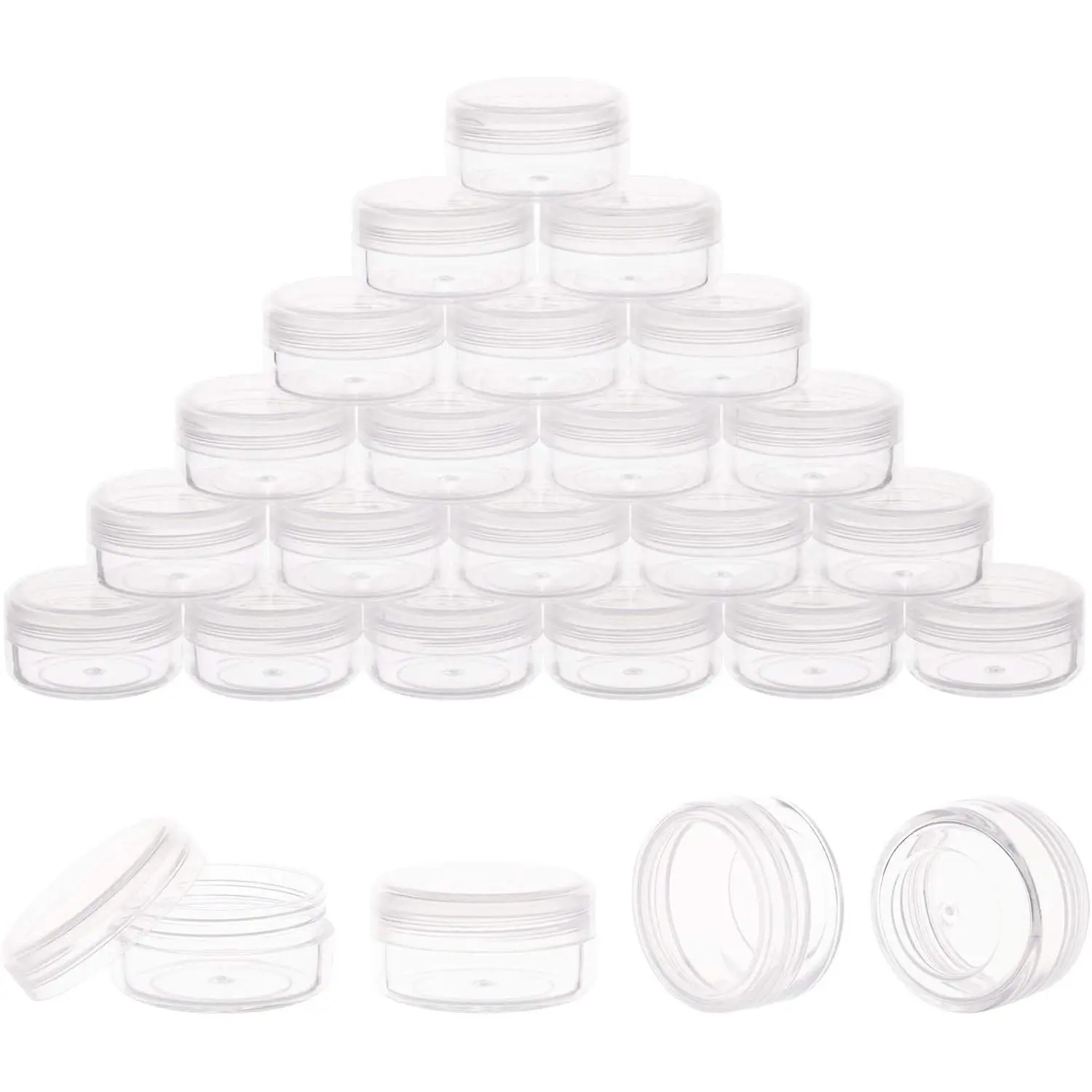 Containers, 3 Gram 50 count Sample Containers with ,  Clear Sample Jars for Makeup, Lotion, Eye Shadow, , and Lip Balm
