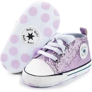 L-AS031  Unisex Baby Girls Boys Canvas High-top Shoes, Newborn Infant Anti-Slip Soft Sole Frist Walking Breathable Sneakers