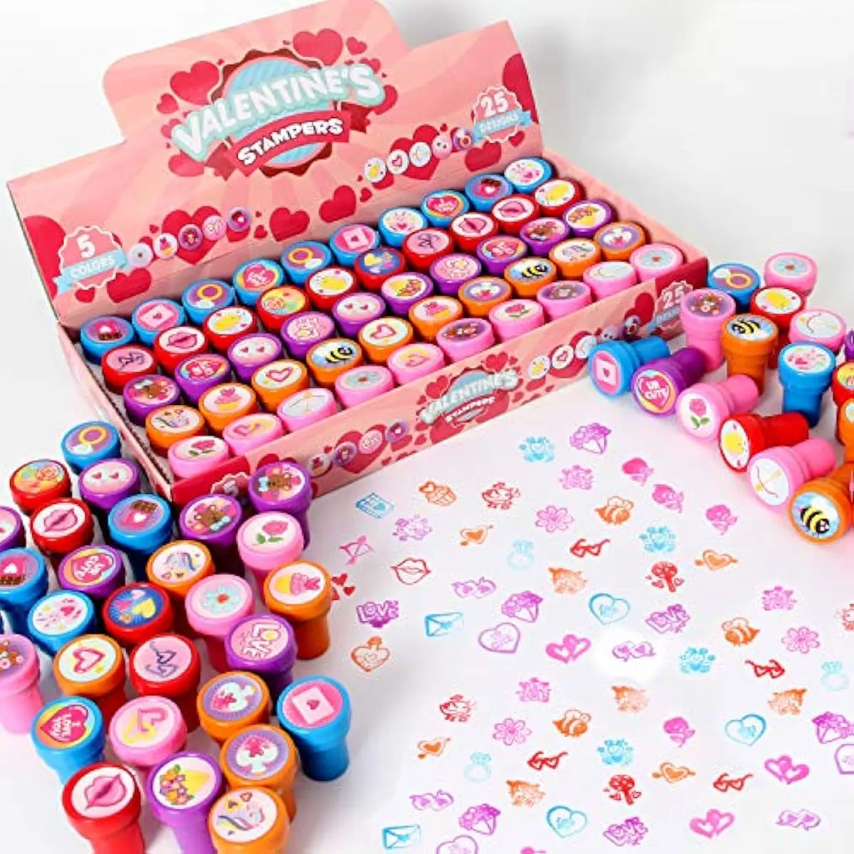 50 Pcs Valentines Day Arts and Crafts Stamper for Kids, Stamps for Valentines Day Classroom Exchanging Gifts, Novelty Party Favor, Classroom Holiday Reward Prizes