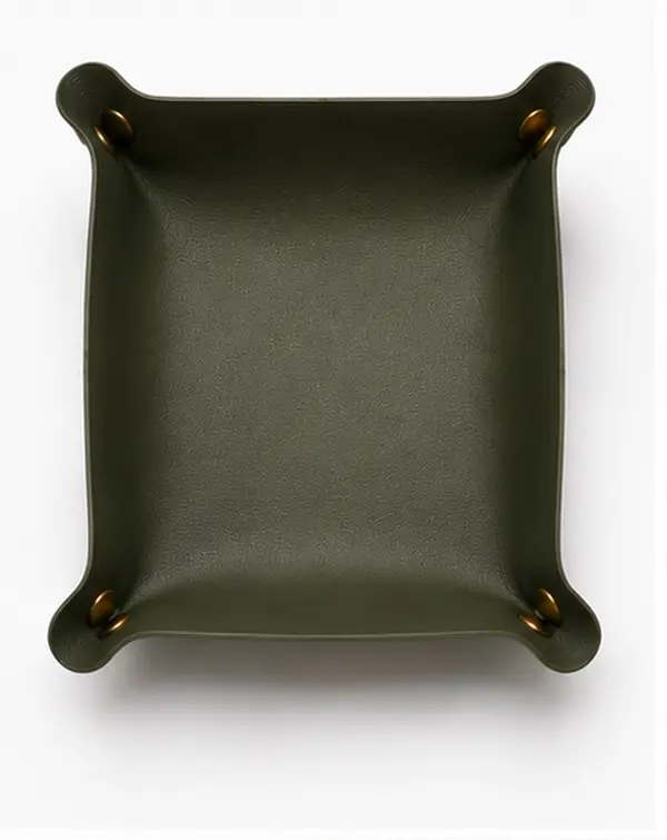 Olive Green Organizer Catch-All Tray, Countertop-Dresser Storage Solution