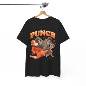 Monkey Punch Shirt, Baby Monkey Holding Plush Toy Hoodie, Cute Animal Tee