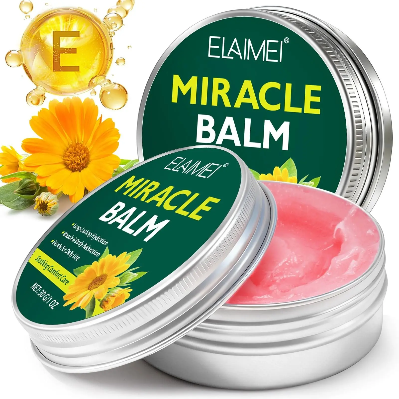 ELAIMEI Botanical Massage Balm, Treatment, formulated with gentle ingredients, is designed for dry, uncomfortable skin. Suitable for use on all parts of the body, it provides comfort and relief while moisturizing and hydrating the skin.