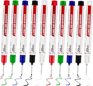 10 Long Head Deep Hole Markers, 2025 Permanent Carpenter Markers, Carpenter Ink for Builders Construction