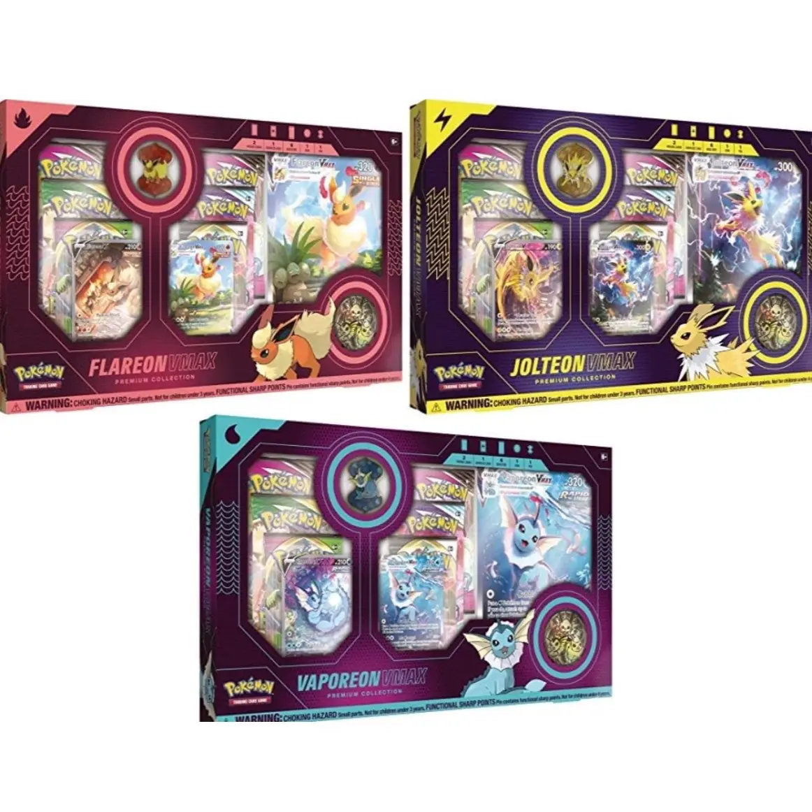 Pokemon Vaporeon + Jolteon + Flareon VMAX Premium Collection Bundle - (Eeveelution Evolution box) *All 3 Boxes*