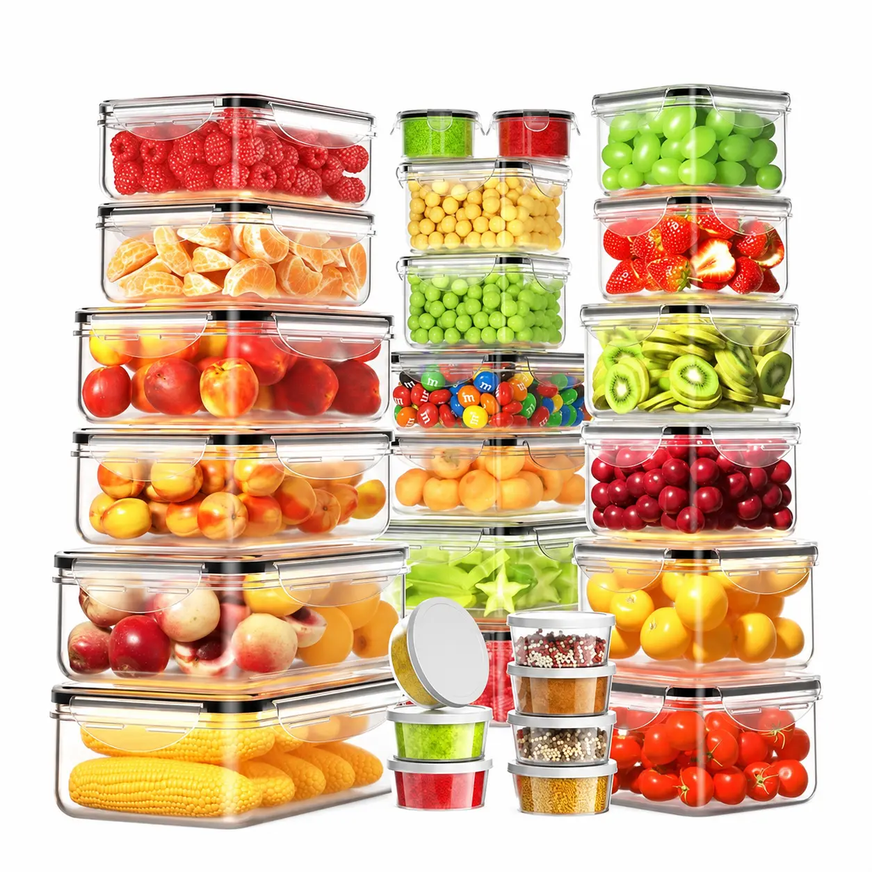 40 Pcs Large Plastic Airtight Food Storage Container Set (20 Containers+20 Lids) Leakproof, BPA-Free, Labels&Marker, Kitchen Organization