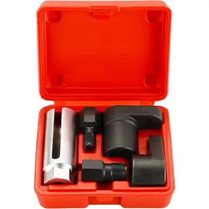 Automotive Oxygen Sensor Socket Set 5 Pcs Offset Wrench Remover and Thread Chaser Kit for O2 Sensors Red