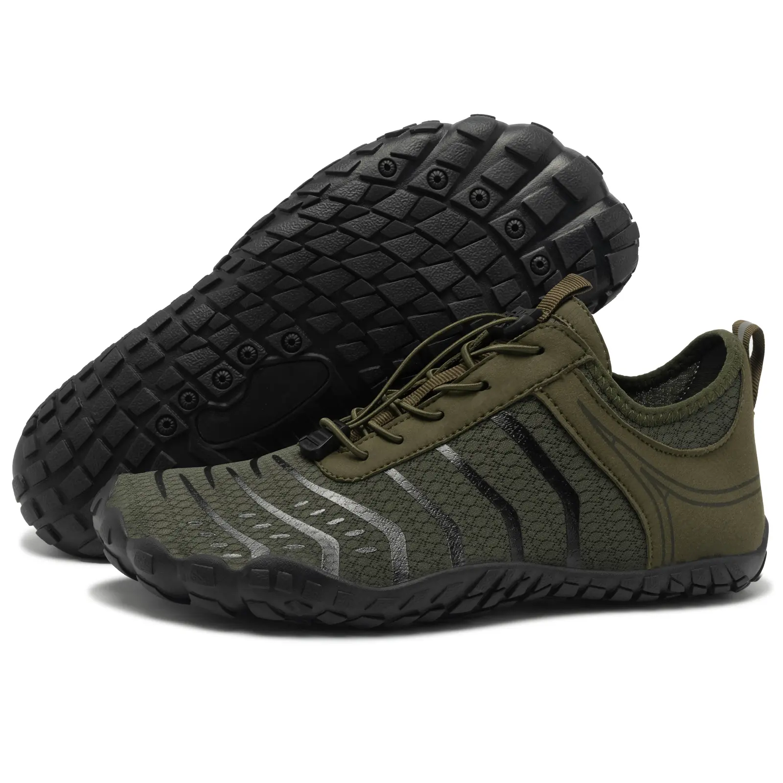 Women's & Men's 2026 Lace-Up Barefoot Shoes, Minimalist Trail Running Sneakers with Wide Toe Box, 0-Drop Sole, Metatarsal Guard, Lightweight Breathable Non-Slip All-Weather Grip All-Seasons Casual Walking Shoes