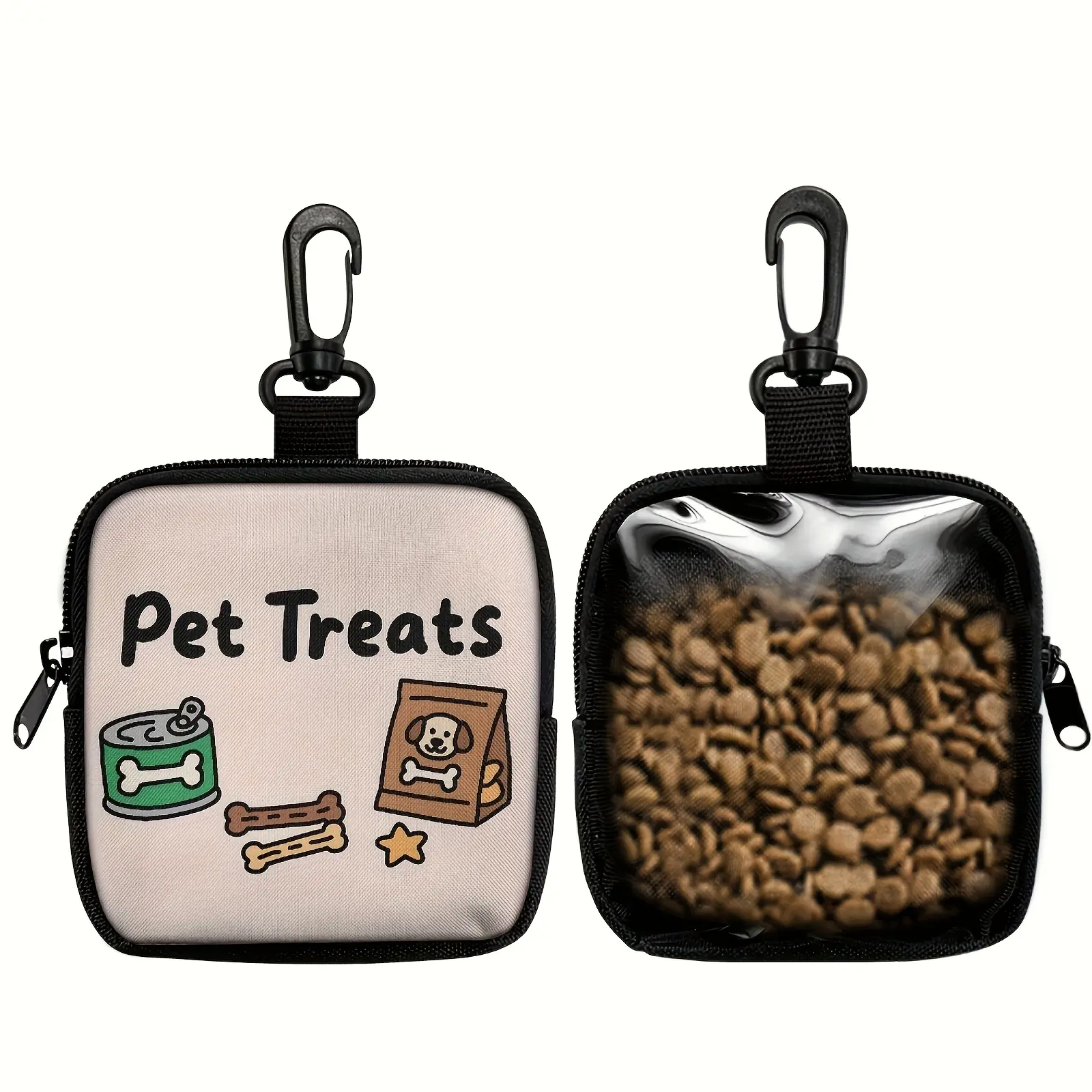 1-Piece Dog Printed Dog Treat Bag, Pet Training Kit with Hook and Zipper - Pet Poo Bag, Puppy Pet Training Walking Bag, Puppy Training Tools