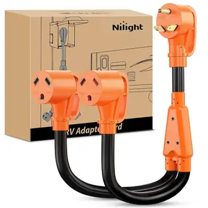 Nilight 30 Amp RV Y Splitter Adapter Cord 30A Male Plug to Two 30A Female Receptacle NEMA TT-30P TT-30R Pure Copper Heavy Duty Heavy Duty STW 10 AWG Cable for RV Camper Generator extension